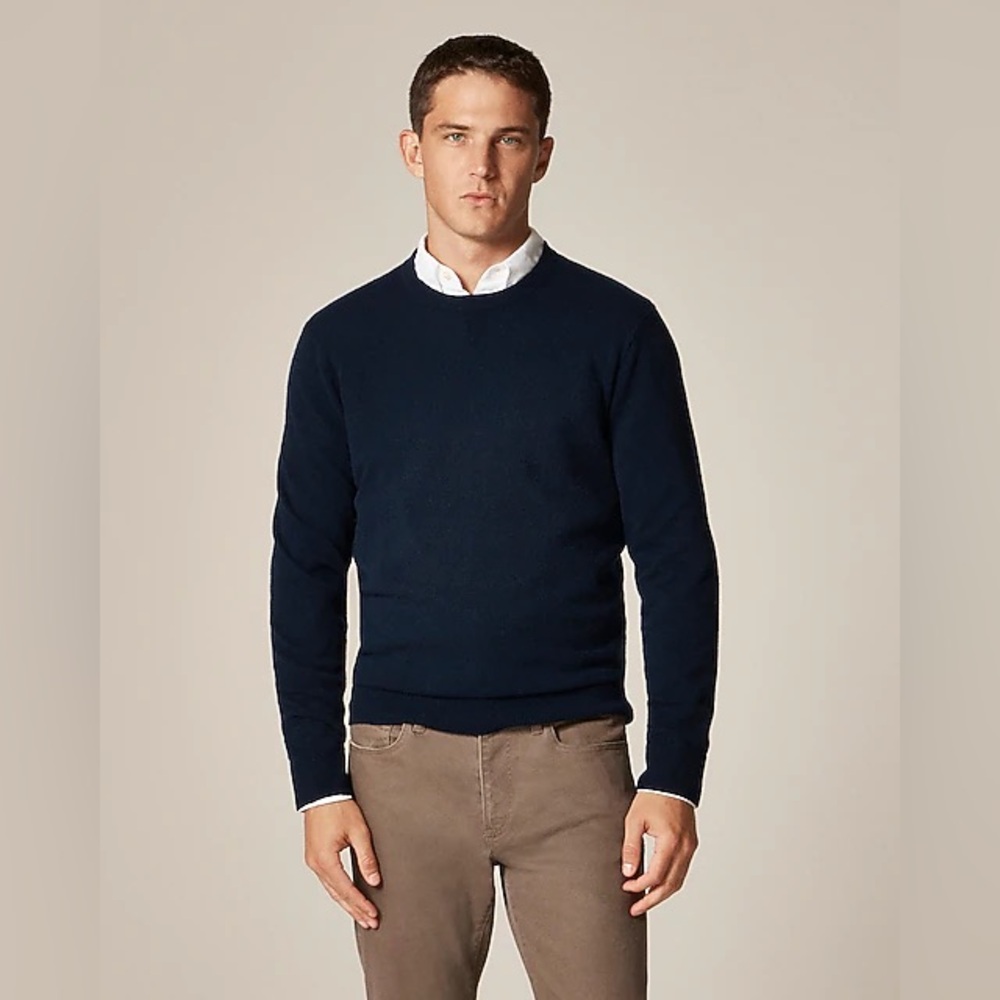 J. Crew Navy Crewneck Italian Cashmere Sweater [Size Large]